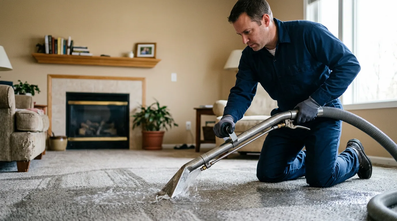 Water damage restoration technician working near Jonesboro, IL